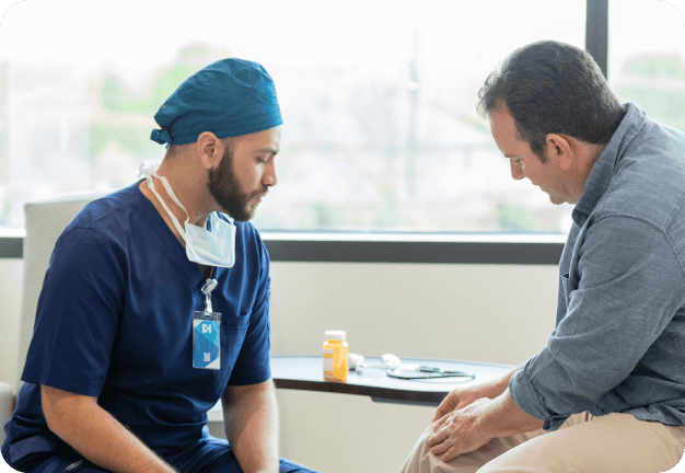 A patient consults with a nerve surgeon